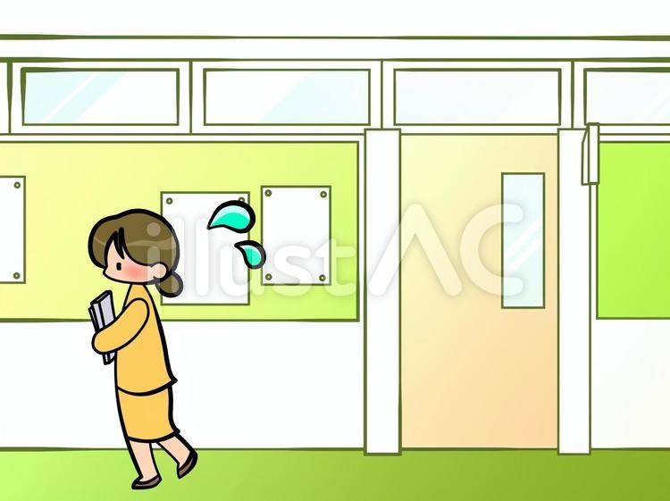 廊下を走る女性20171120 学校,廊下,走るのイラスト素材