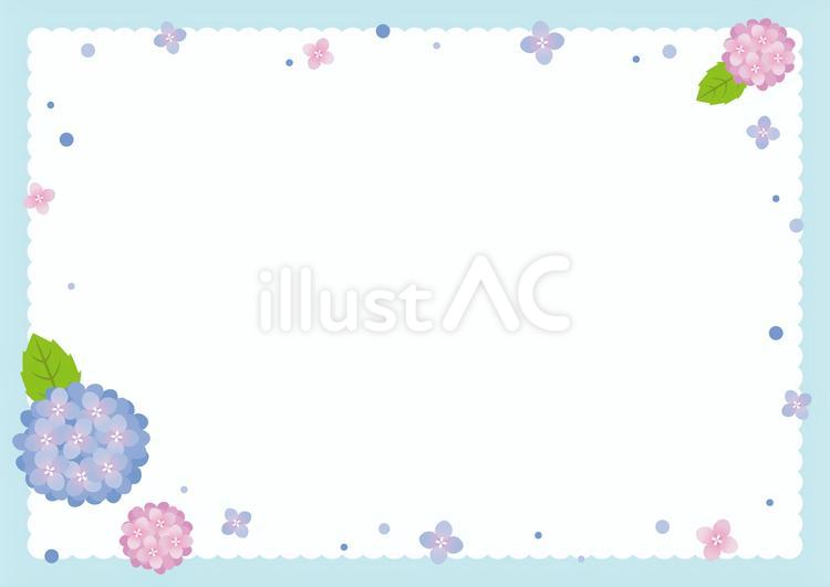 アジサイのフレーム01 アジサイ,紫陽花,あじさいのイラスト素材