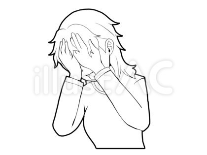 【白黒】顔を覆ってる人【線画】