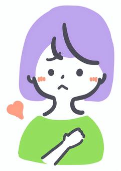 ドキドキする女性 女性,恋,ドキドキ,きゅん,ハート,ほっぺ,紅潮,シンプル,ラフタッチ,手書き風のイラスト素材