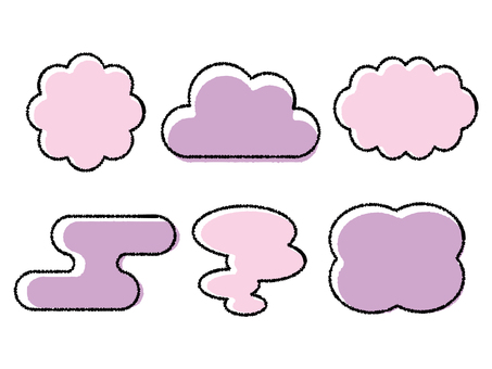 じわじわ線の色々雲型フレームセット02 フレーム,背景フレーム,枠,背景枠,雲型,雲,見出し,飾り枠,味があるのイラスト素材