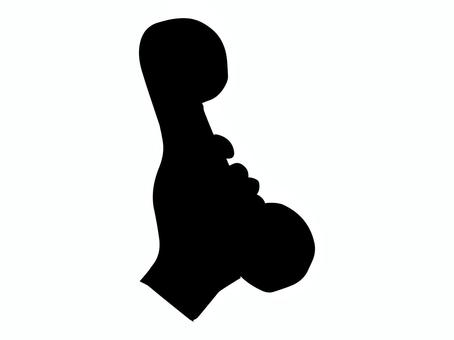 受話器を握る手元のシルエット 受話器,固定,電話,握る,手元,通話,手描き,シルエット,黒のイラスト素材