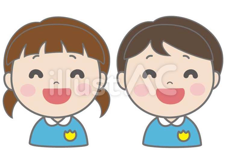 幼稚園（男女・アップ、笑顔） 幼稚園,幼稚園児,子供のイラスト素材