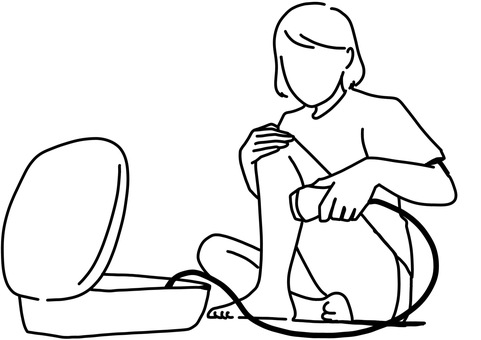 足に家庭用脱毛器を使用する女性 線画 足に家庭用脱毛器を使用する女性 線画 家庭用,脱毛器,女性,足,セルフ,線画のイラスト素材