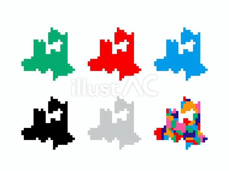 ピクセルアート地図＿青森県-6色セット 青森県,都道府県,地図のイラスト素材