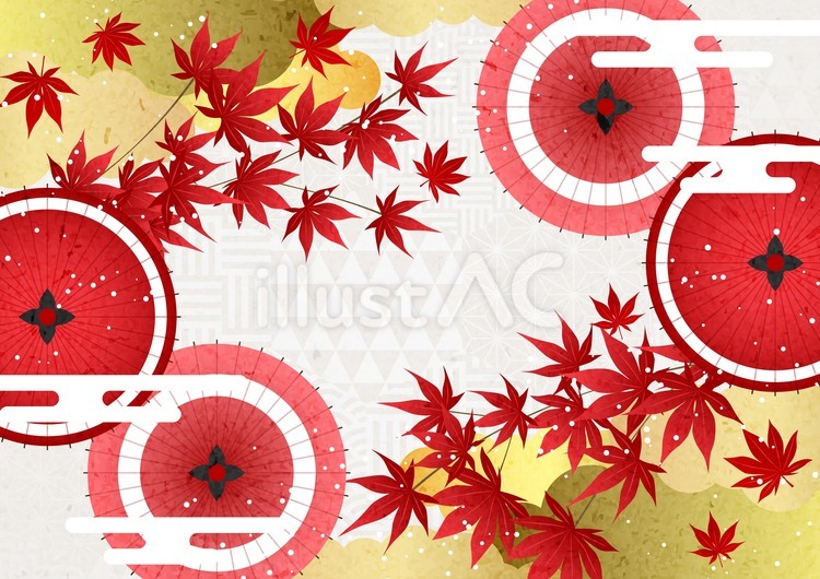 Autumn2581 紅葉,傘,雲のイラスト素材