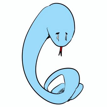 泣き顔の蛇 泣き顔,蛇,爬虫類,表情,青色のイラスト素材