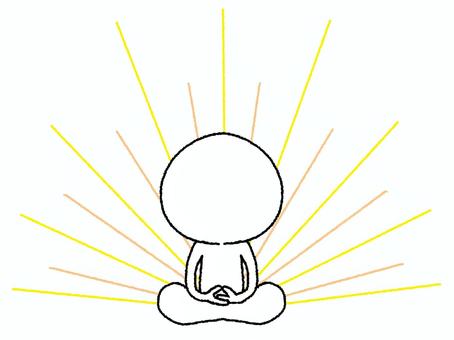 座禅するシルエット シルエット,座禅,修行,リアクション,光,お知らせ用,宣伝用,pop調,手描き,挿絵のイラスト素材