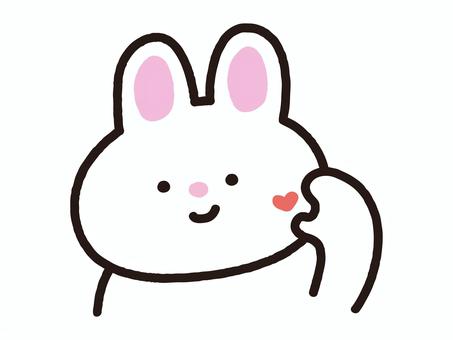 ほっぺハートのポーズをするうさぎ うさぎ,動物,ポーズ,ハート,キュン,愛,恋,好き,大好き,告白のイラスト素材