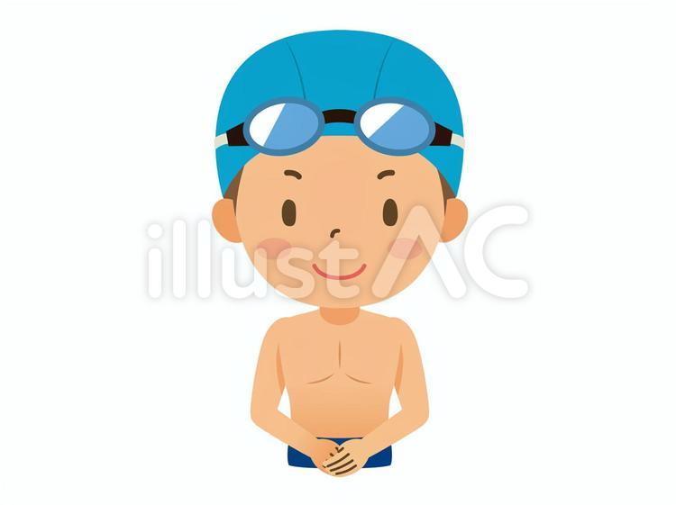手を前で重ねる男子小学生（水着） 男子小学生,男子生徒,男子児童のイラスト素材
