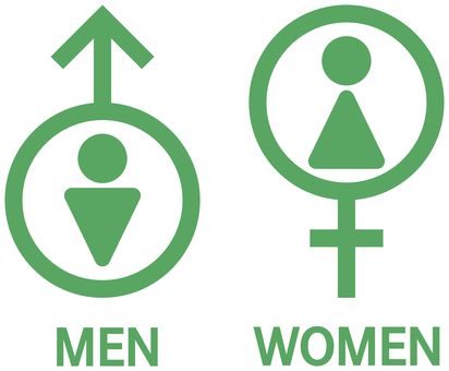 男女のマーク 緑 男性,女性,トイレ,マーク,便所,洗面所,サイン,休憩,お手洗い,性別のイラスト素材