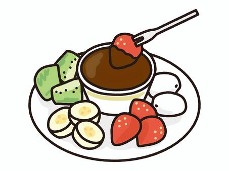 チョコフォンデュ チョコフォンデュ,フォンデュ,パーティ,ビュッフェ,イベント,お祝い,ディップ,果物,フルーツ,苺のイラスト素材
