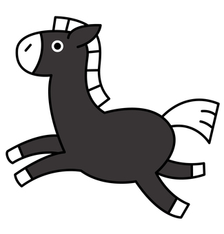 黒いお馬さん 動物,生き物,午,馬,サラブレッド,競馬,乗馬,哺乳類,生物,動物園のイラスト素材