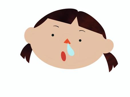 鼻水が出てる女の子 女の子,girl,顔,アイコン,鼻水,風邪,病気,人物,人物素材,素材のイラスト素材