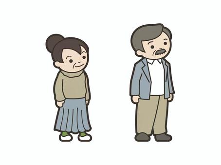 シニア夫婦 シニア,夫婦,祖父母,高齢者,家族,おじいちゃん,おばあちゃんのイラスト素材