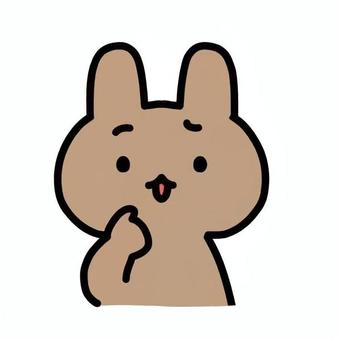 疑問を感じるうさぎ うさぎ,前足,顔,ひげ,耳,正面,シンプル,キャラクター,舌,立つのイラスト素材