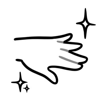 きれいな手　モノクロのイラスト 綺麗,清潔,手,シンプル,消毒,除菌,衛生,モノクロ,白黒,アイコンのイラスト素材