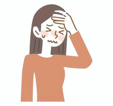 体調不良・発熱・頭痛の女性イラスト 体調不良,女,熱,発熱,疲れ,感染症,疲労感,しんどい,辛い,風邪のイラスト素材