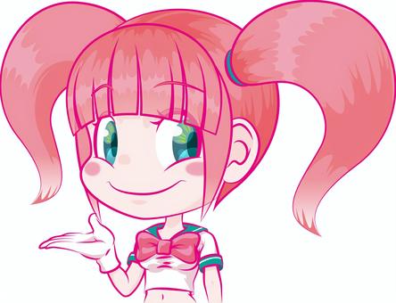 ピンク髪のナビゲーター 女性,人物,キャラクター,アニメ,萌え,人,ナビゲーター,案内人,紹介,誘導のイラスト素材