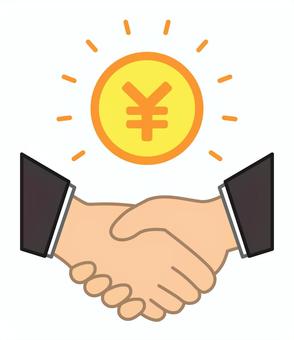 Illustration, agreement, handshake, money, 