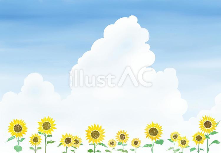 ひまわり背景 夏休み,夏,真夏のイラスト素材