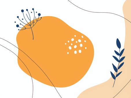 抽象的なイラスト背景　オレンジ系 抽象的,ナチュラル,背景,手書き,植物,葉,イラスト,シンプル,黄色,パステルカラーのイラスト素材