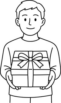 プレゼントを持っている男性 プレゼント,男性,お祝い,誕生日,サプライズのイラスト素材