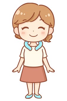 クールネック　女の子　熱中症対策 クールネック,クールネックリング,冷却,ネッククーラー,ひんやり,クールダウン,熱中症対策,熱中症,女の子,笑顔のイラスト素材