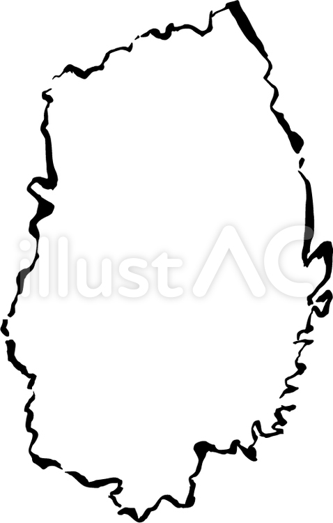 岩手県（筆書き） 岩手,筆,地図のイラスト素材