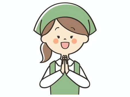 感謝する女性店員 感謝する女性店員 笑顔,嬉しい,喜び,いただきます,ごちそうさまでした,感謝,お礼,ありがとう,店員,女性のイラスト素材