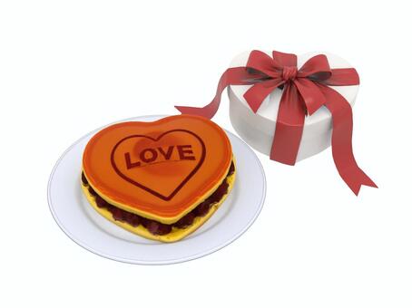 バレンタインでのギフトのハートのどら焼き バレンタイン,どら焼き,和菓子,スィーツ,プレゼント,ギフト,箱のイラスト素材