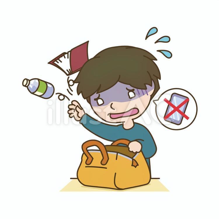 スマホを失くした男性（線アリ） 紛失,見つからない,探すのイラスト素材