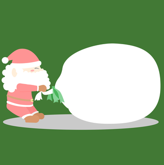 プレゼントを運ぶサンタクロース（線なし） プレゼント,運ぶ,サンタ,袋,リボン,重い,引っ張る,引きずる,クリスマス,季節のイラスト素材