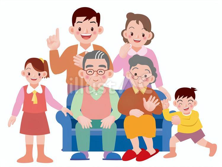 三世代の同居家族 人物,生活,三世代のイラスト素材