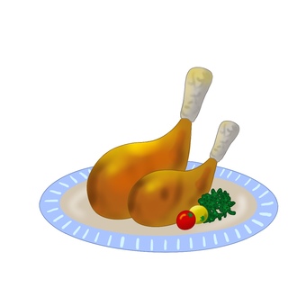ローストチキン　手描き ローストチキン,チキン,クリスマス,料理,パーティー,クリスマスイブ,ターキー,七面鳥,グリル,食べ物のイラスト素材