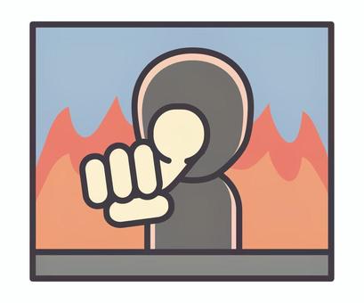 不安を煽る炎上動画 動画,炎上,指さし,煽る,不安,心配,恐怖,つけ込む,sns,インターネットのイラスト素材