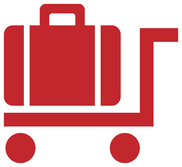 カートのアイコン 赤 カート,台車,運搬,荷物,キャリー,かばん,運ぶ,キャスター,アイコン,ピクトグラムのイラスト素材