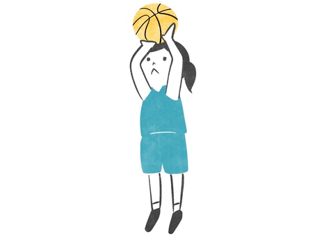 Illustration, girl, basketball, shoot, 