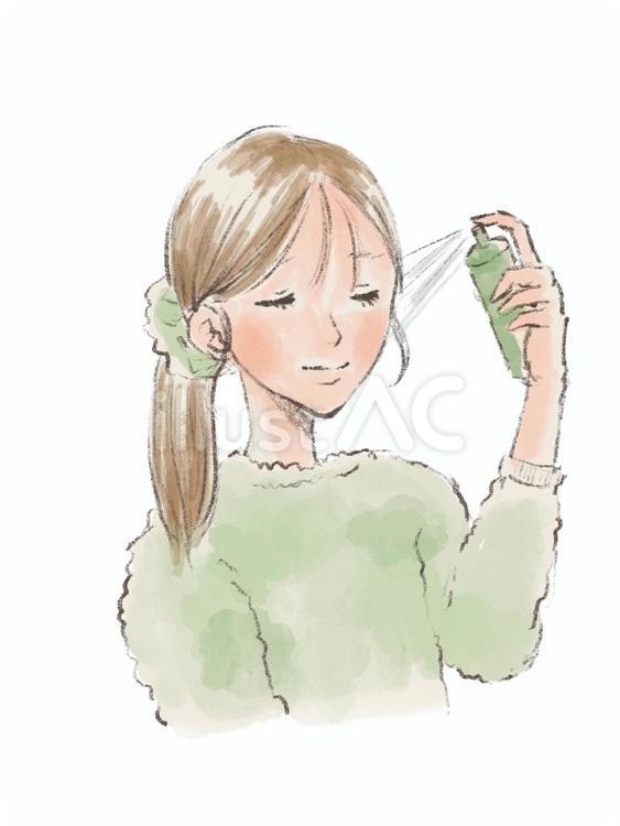 化粧水　ミスト　女性 ミスト,人物,女性のイラスト素材