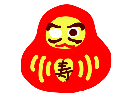 結婚式のダルマ 手描き,かわいい,ダルマ,結婚式,寿,願掛け,キャラクター,ヒゲ,片目,縁起物のイラスト素材