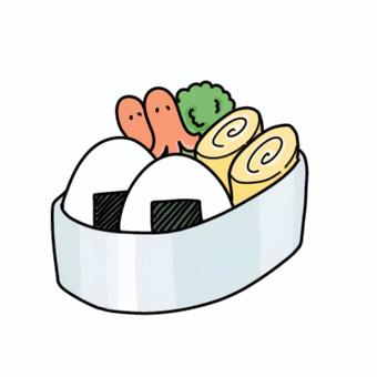 お弁当 お弁当,おにぎり,たこさんウィンナー,卵焼き,遠足,運動会,手作り,料理のイラスト素材