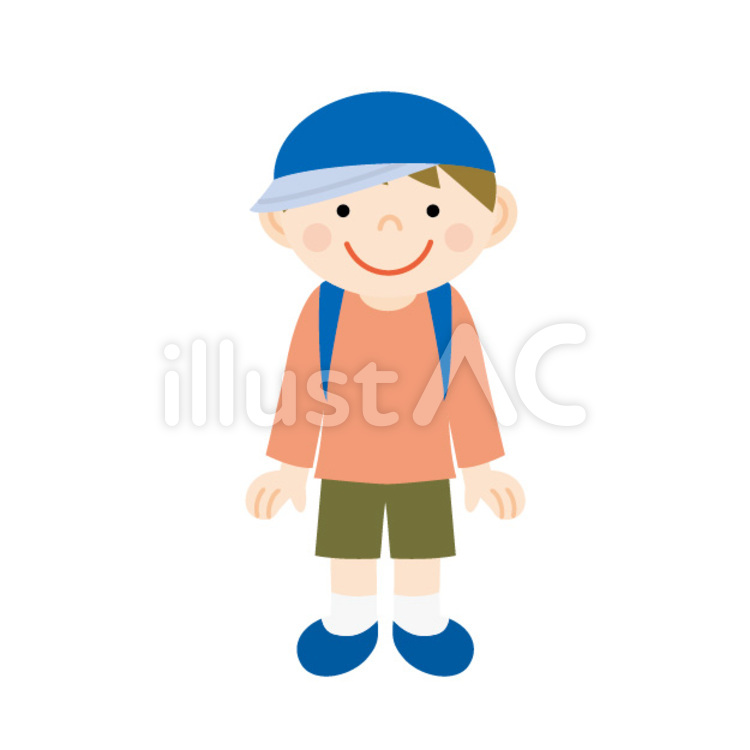 男の子 少年,お出掛け,小学生のイラスト素材
