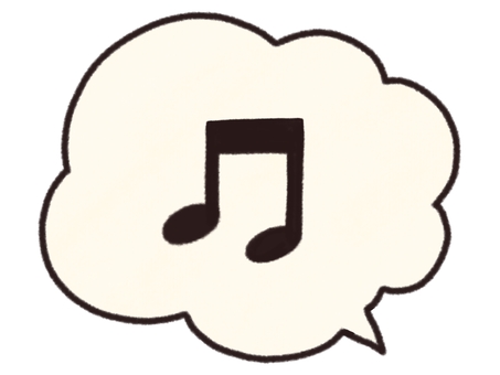 ２つの八分音符の吹き出しイラスト 八分音符,音符,吹き出し,手描き,気持ちのイラスト素材