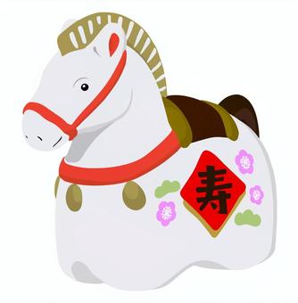 #3360 午年の白馬・お正月飾り #3360 午年の白馬・お正月飾り 午年,白馬,馬,うま,干支,お正月,年賀状,縁起物,寿,正月飾りのイラスト素材