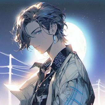 Illustration, youth, cool, full moon, 