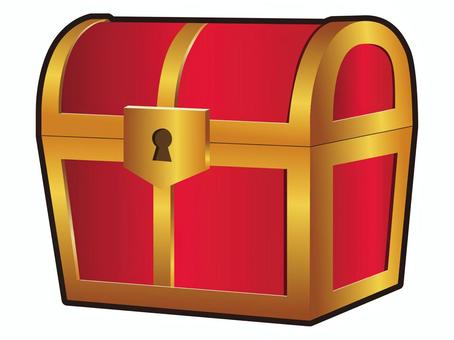 宝箱のイラスト(フチあり) 宝箱のイラスト(フチあり) 宝箱,宝,箱,シック,重厚感,赤,宝物,アイテム,プレゼント,景品のイラスト素材