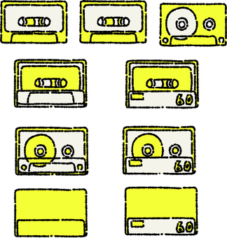 カセットテープ　単色 カセット,テープ,カセットテープ,アナログ,メディア,レトロ,イラスト,線画,手描き,カラーのイラスト素材