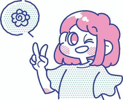 ウインクしてピースをする笑顔の女の子 子ども,女の子,小学生,表情,ウインク,ポーズ,ピース,児童,笑顔,正解のイラスト素材