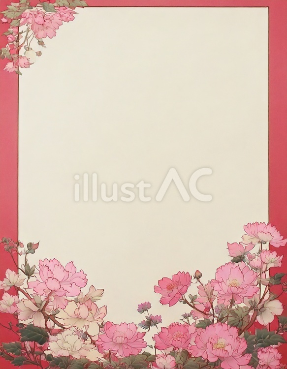 和風の花のフレーム(縦) 花,植物,フレームのイラスト素材