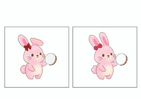 【間違い探し】リボンとうさぎ 間違い探し,認知,療育,保育,プリント,言語聴覚療法,作業療法,うさぎ,リボン,タンバリンのイラスト素材